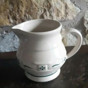 Longaberger POTTERY Woven Traditions  heritage green JUG PITCHER green trim 6"